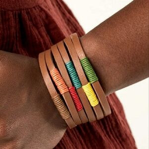 Multicolor Leather Wrap Bracelet